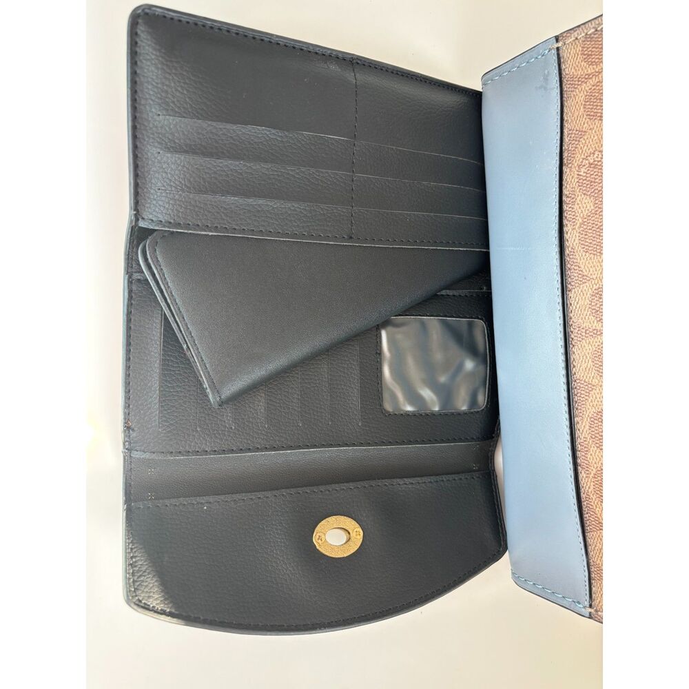 Coach Parker Tea Rose Signature Colorblock Shoulder bag &Wallet Blue Black Gold - Picture 6 of 11